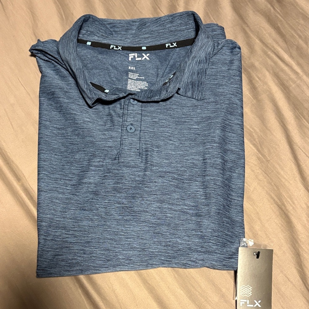 FLX Men's Heathered Blue Polo Shirt